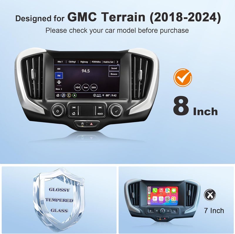 BSTW for 2024 GMC Terrain Screen Protector for 2018-2022 2023 2024 Terrain AT4/Denali/SLT 8" GMC Infotainment System for 2024 GMC Terrain Accessories Tempered Glass Protective Film - Image 2